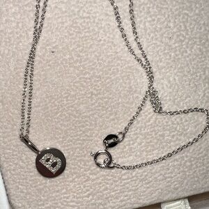 14kt white gold initial B necklace